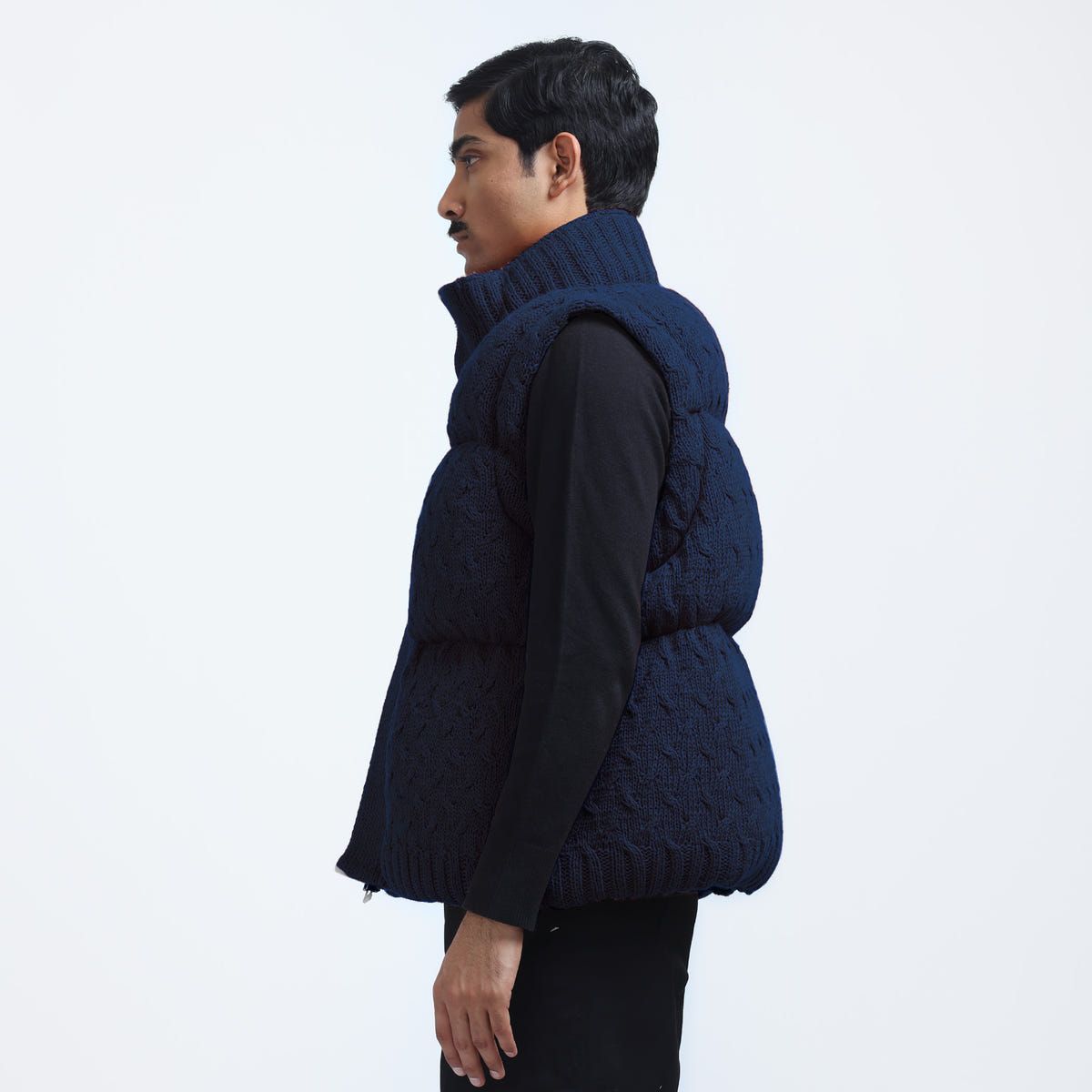 Pericardium Handknit Puffer Gilet- Navy Blue - image 3