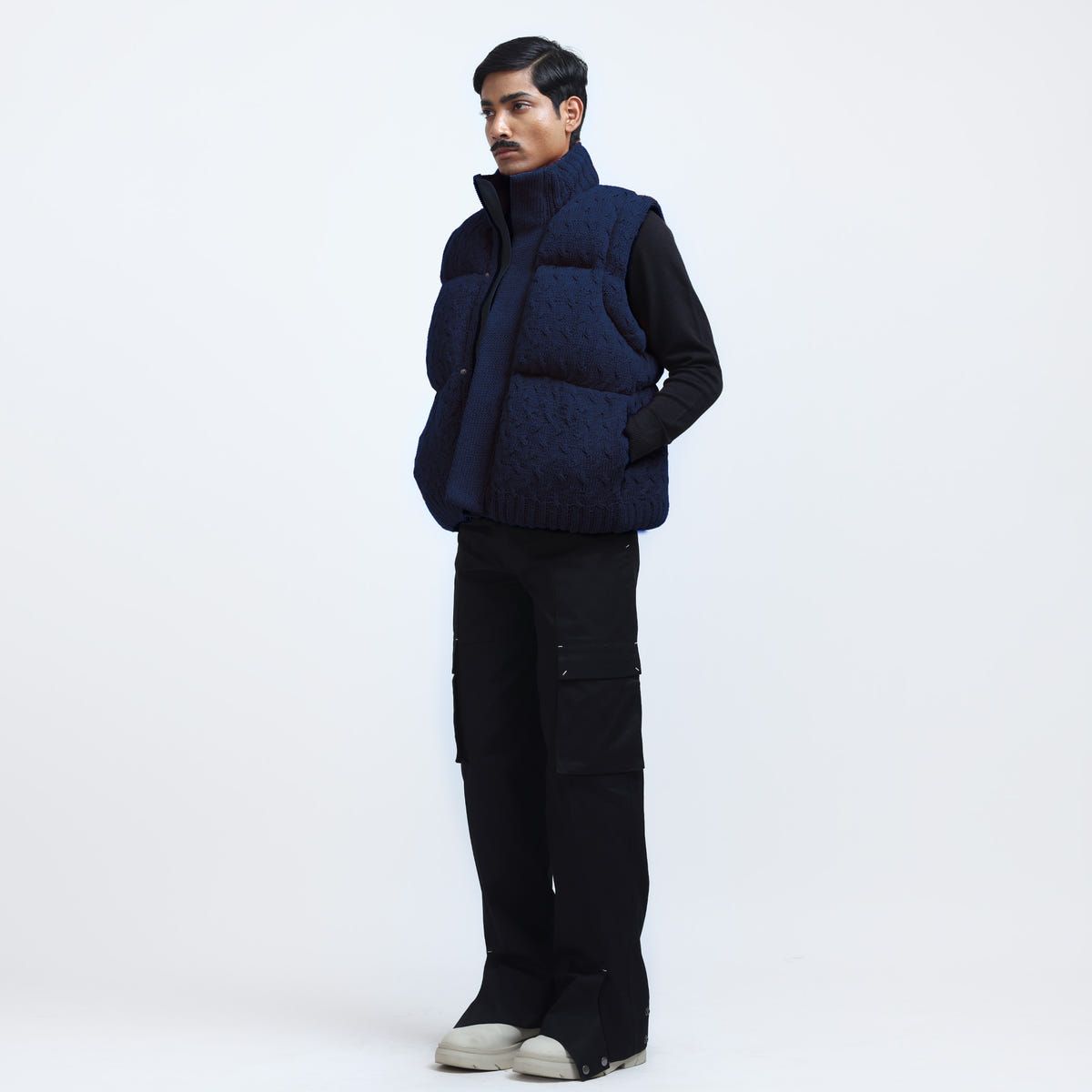 Pericardium Handknit Puffer Gilet- Navy Blue - image 5