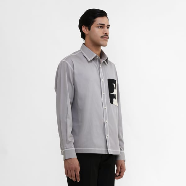 MARGN — HandKnit Patch Pocket Shirt- GR