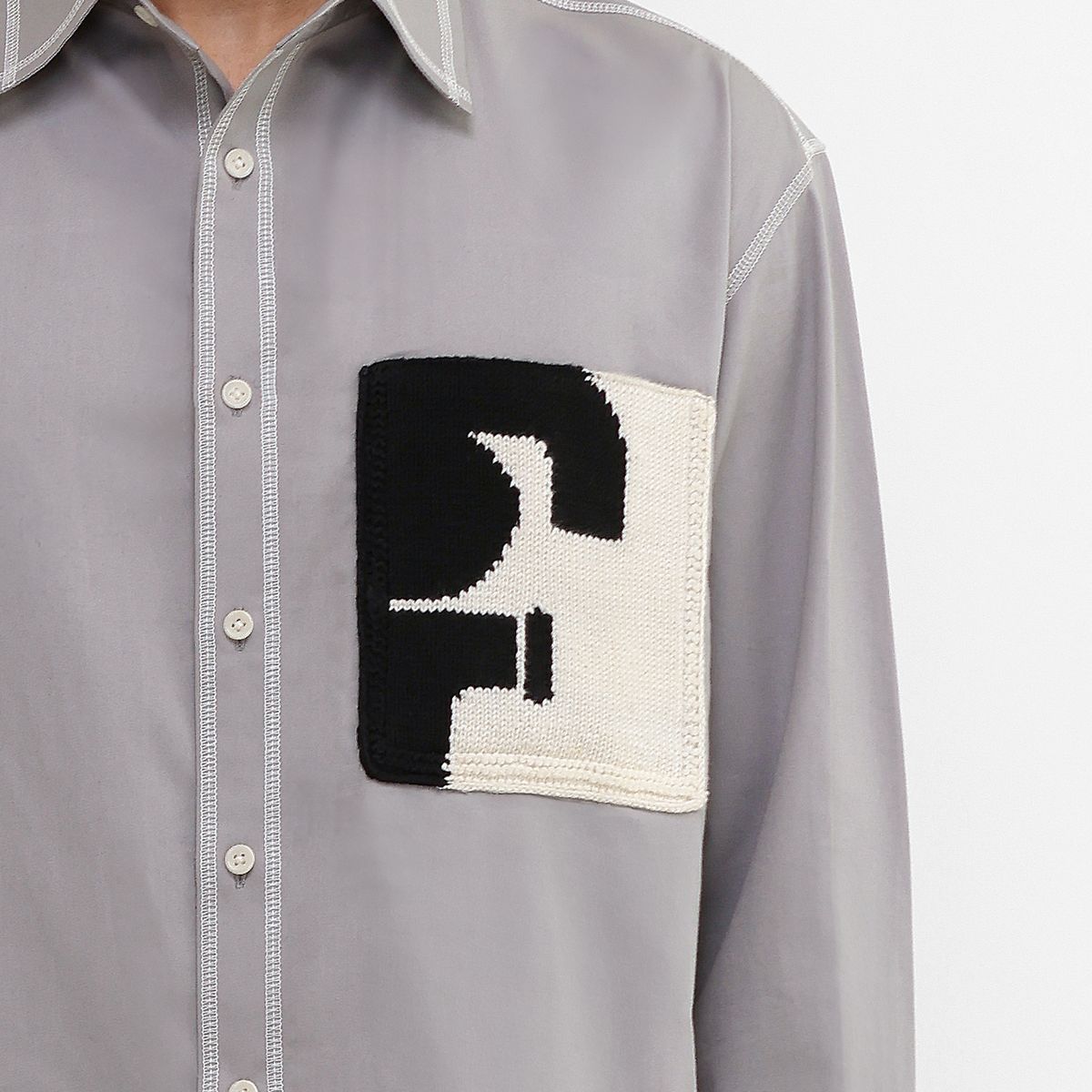 HandKnit Patch Pocket Shirt- GR - image 4