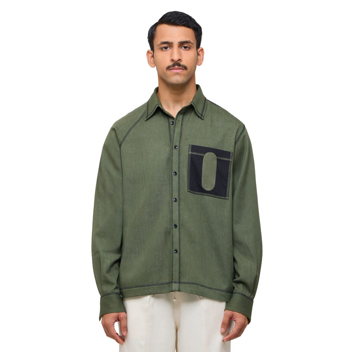 Canopy Denim Shirt Full Sleeves- Olive - image 2