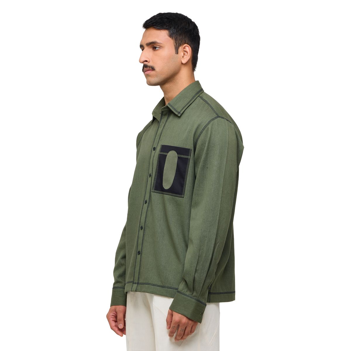 Canopy Denim Shirt Full Sleeves- Olive - image 3