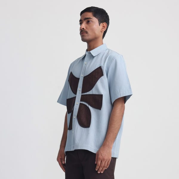 MARGN — Vertebrae Symbolic Shirt- Sky Blue