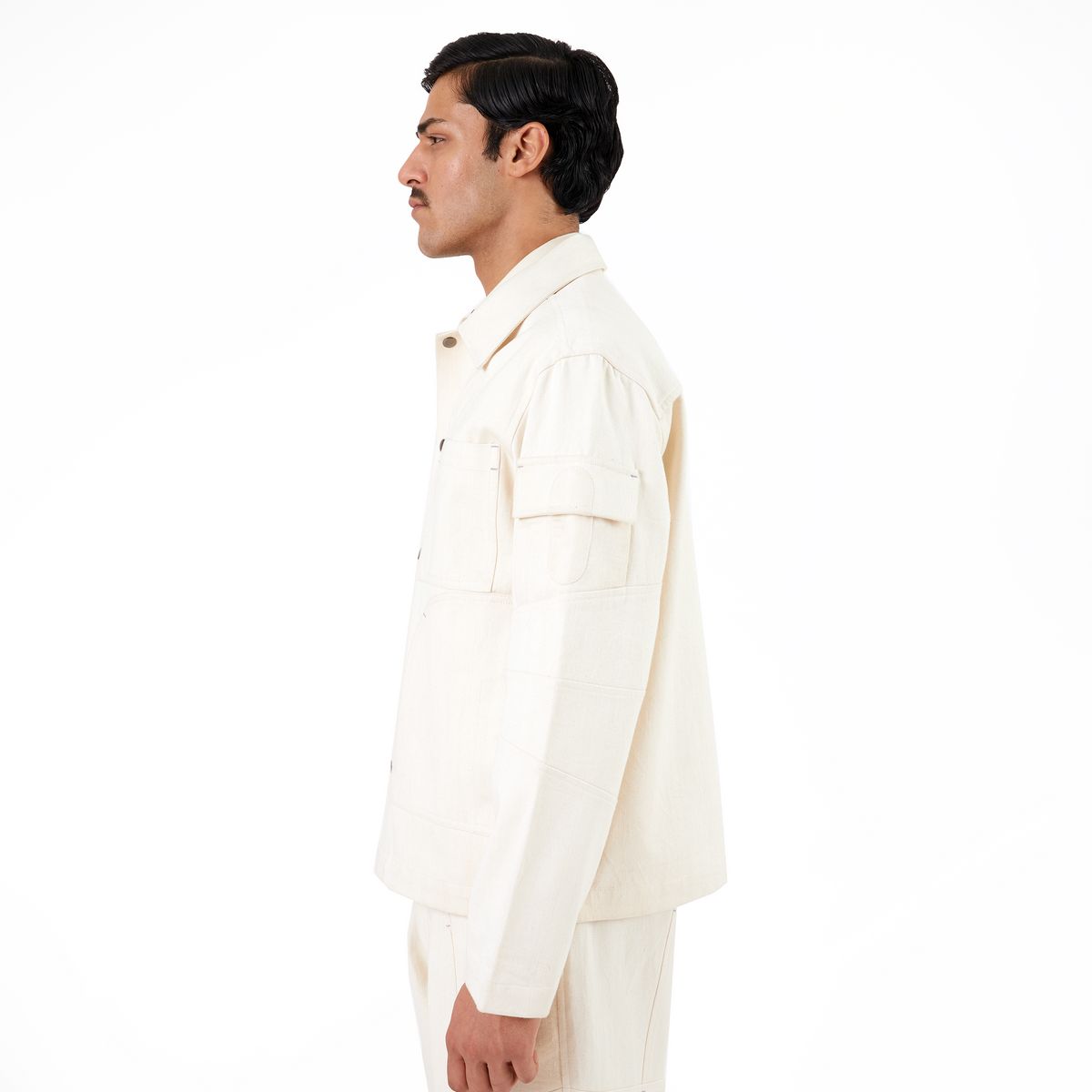 Elbow Overshirt- Off White - image 3