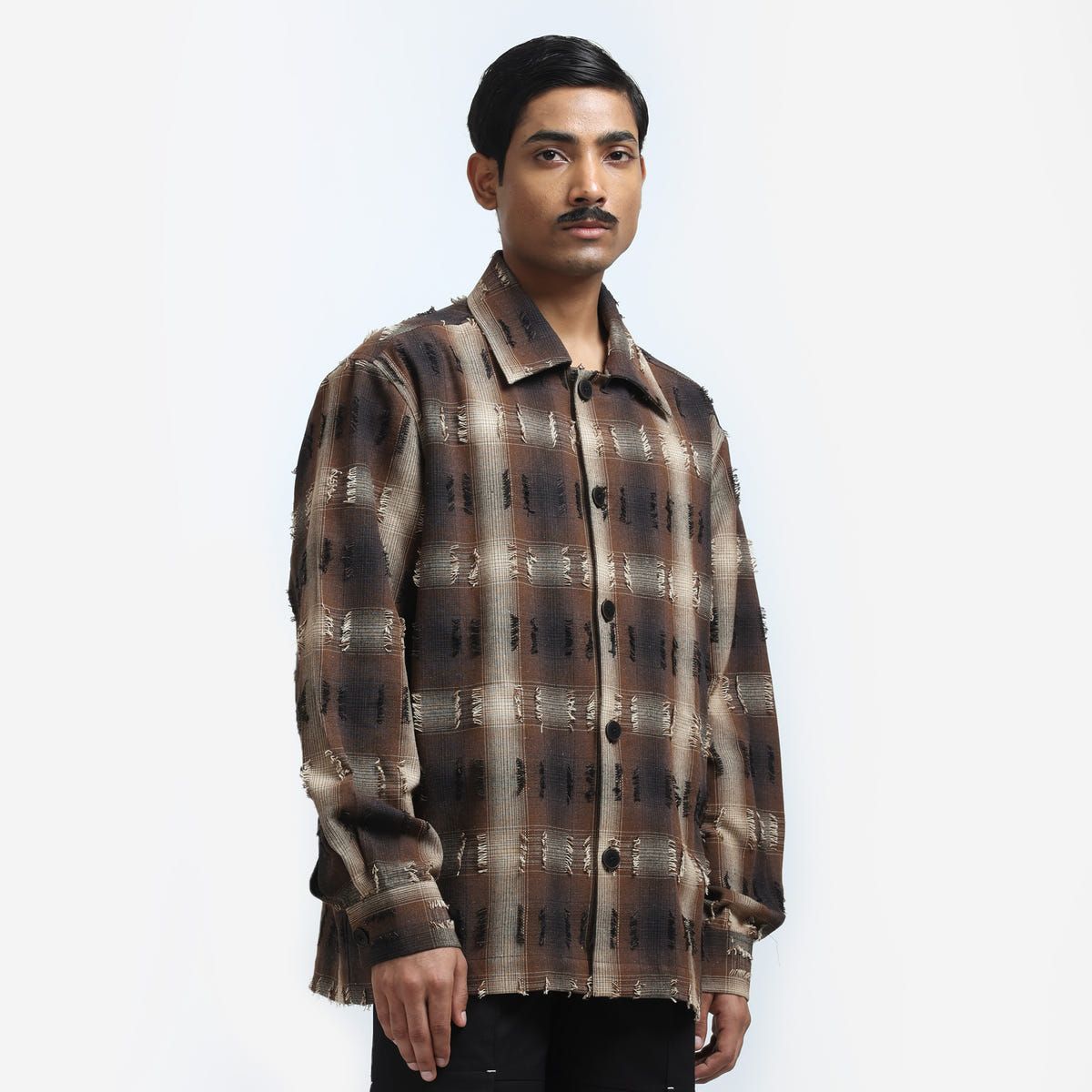 Medullary Ombre Checks Shirt - Brown - image 1