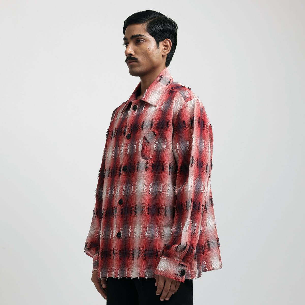 Medullary Ombre Checks Shirt- Red - image 1