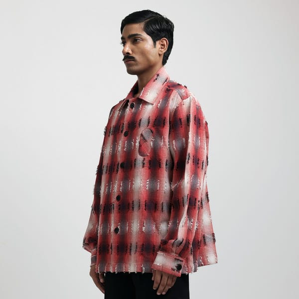 MARGN — Medullary Ombre Checks Shirt- Red