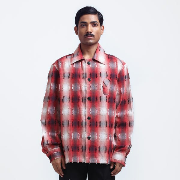 MARGN — Medullary Ombre Checks Shirt- Red
