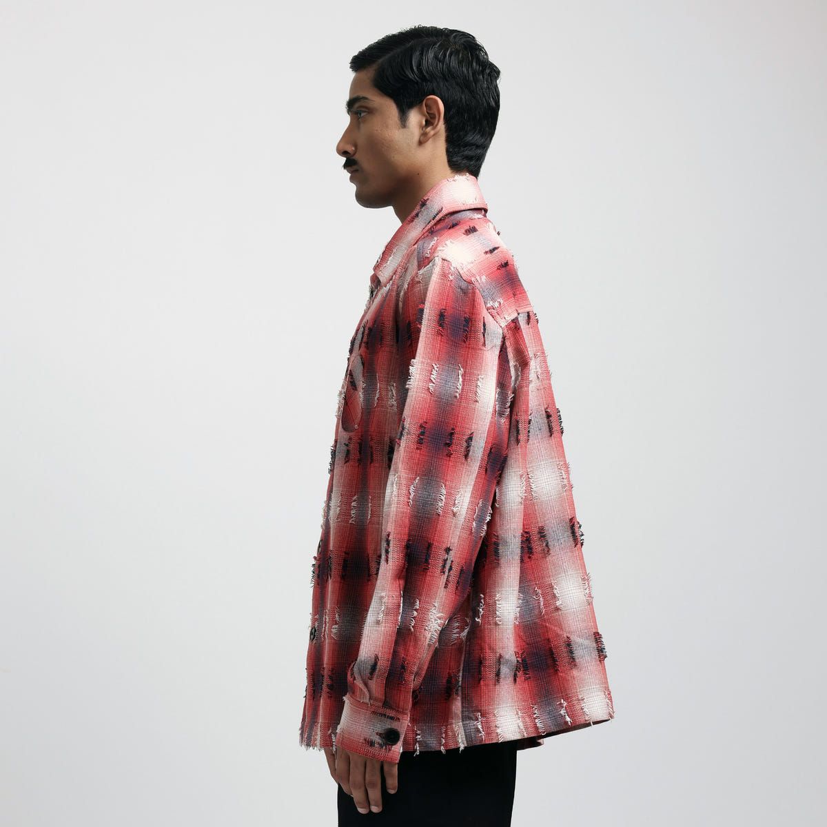 Medullary Ombre Checks Shirt- Red - image 3