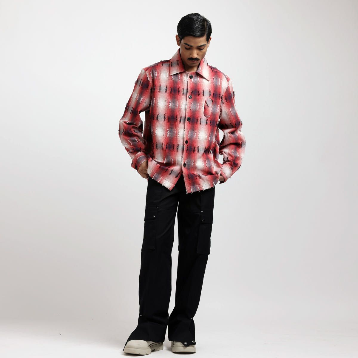 Medullary Ombre Checks Shirt- Red - image 7