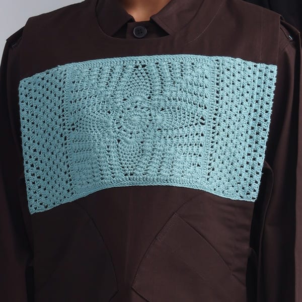 MARGN — Epidermis Crochet Applique Vest- Dark Brown