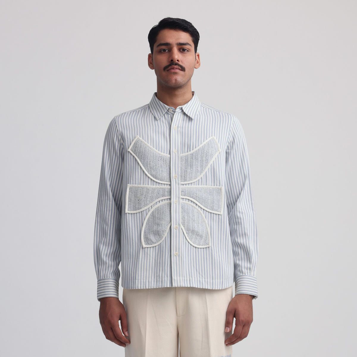 Vertebrae Symbolic Shirt Full Sleeves - Blue and White Stripes - image 1