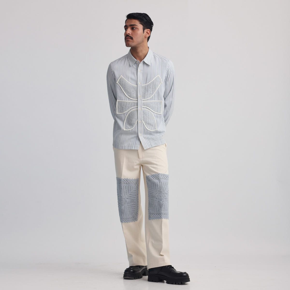 Vertebrae Symbolic Shirt Full Sleeves - Blue and White Stripes - image 4