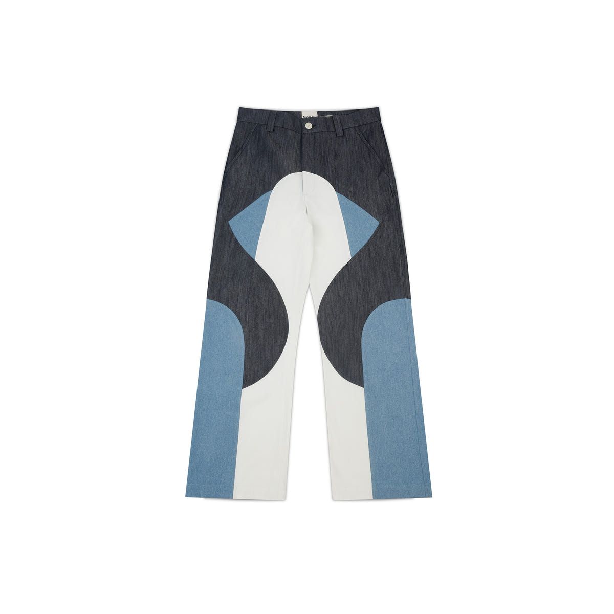 Border Panelled Trousers-Blue - image 1