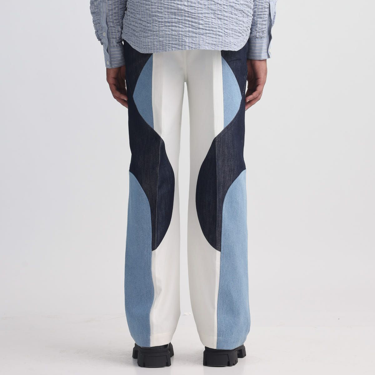 Border Panelled Trousers-Blue - image 5