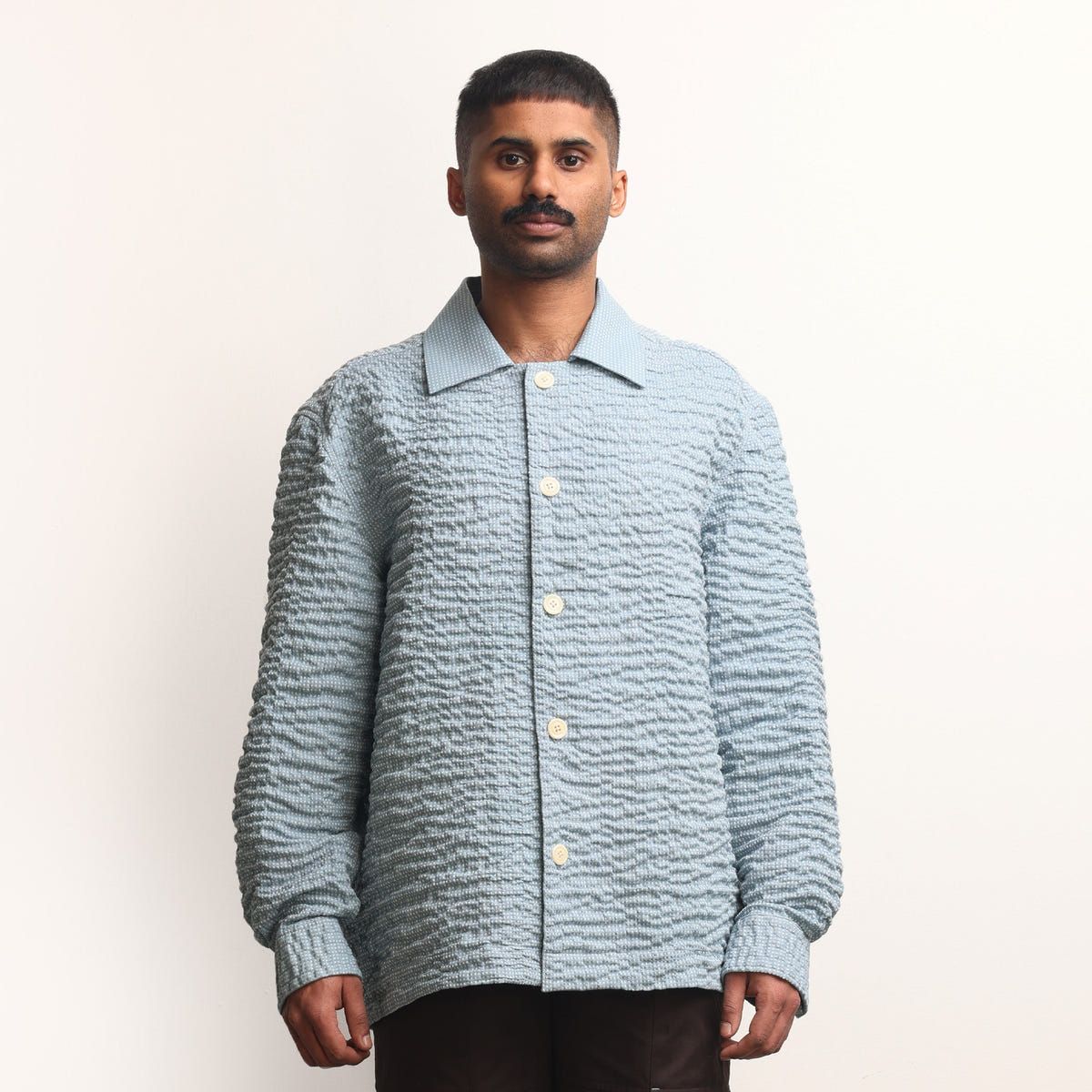 Actin Wrinkled Maheshwar Overshirt- Blue - image 1