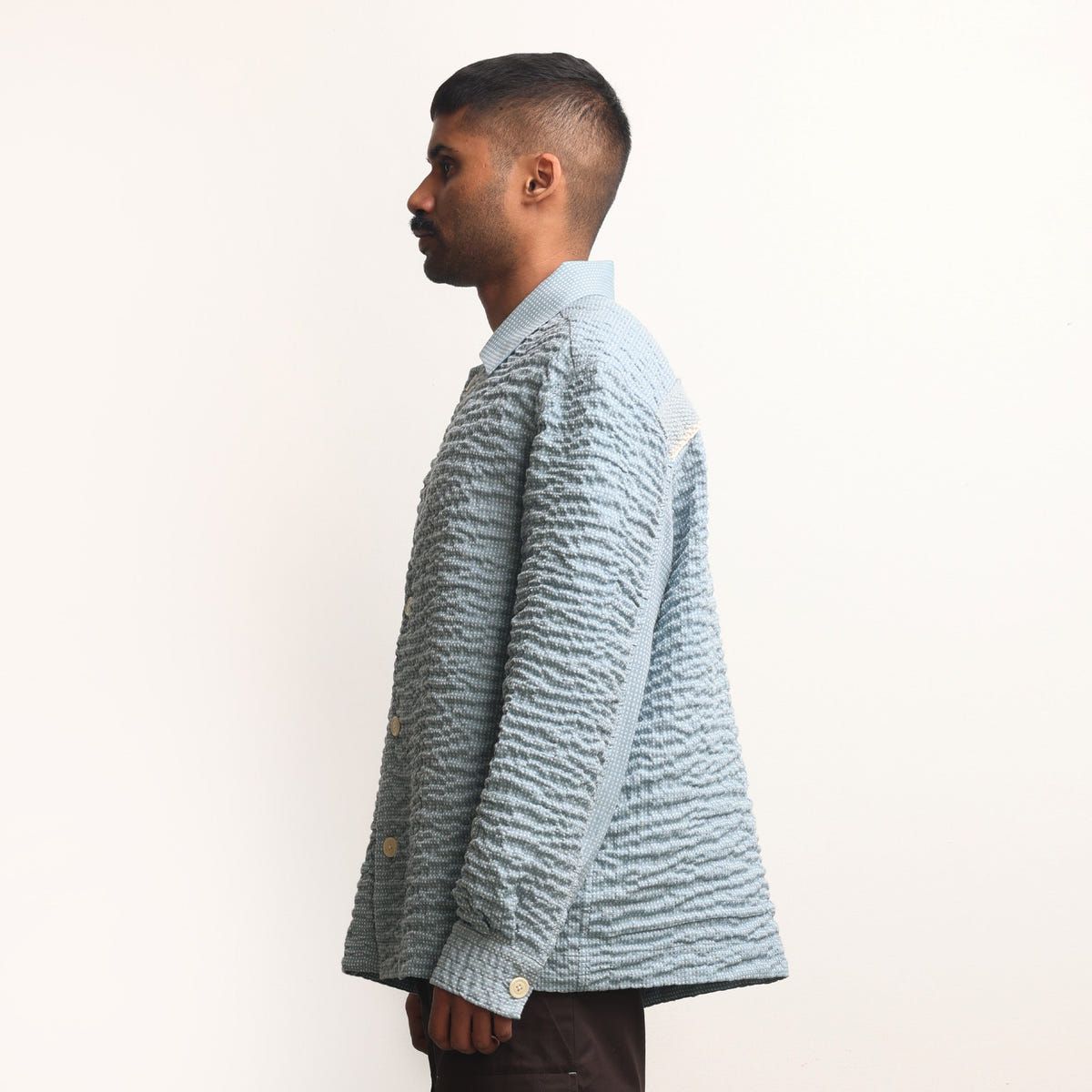Actin Wrinkled Maheshwar Overshirt- Blue - image 3
