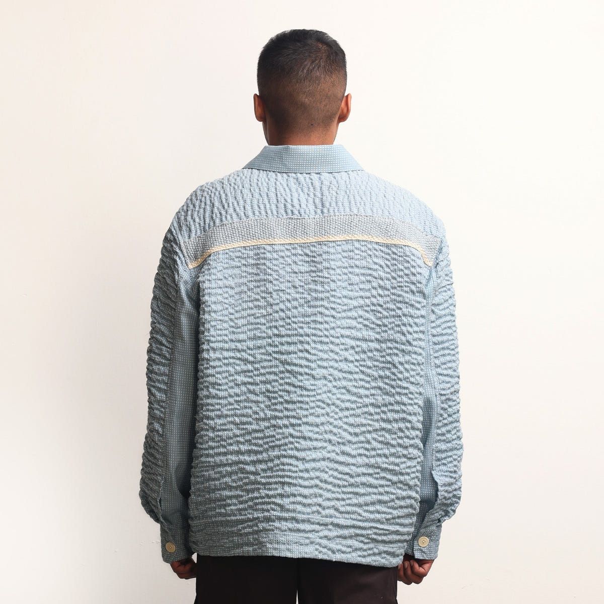 Actin Wrinkled Maheshwar Overshirt- Blue - image 4