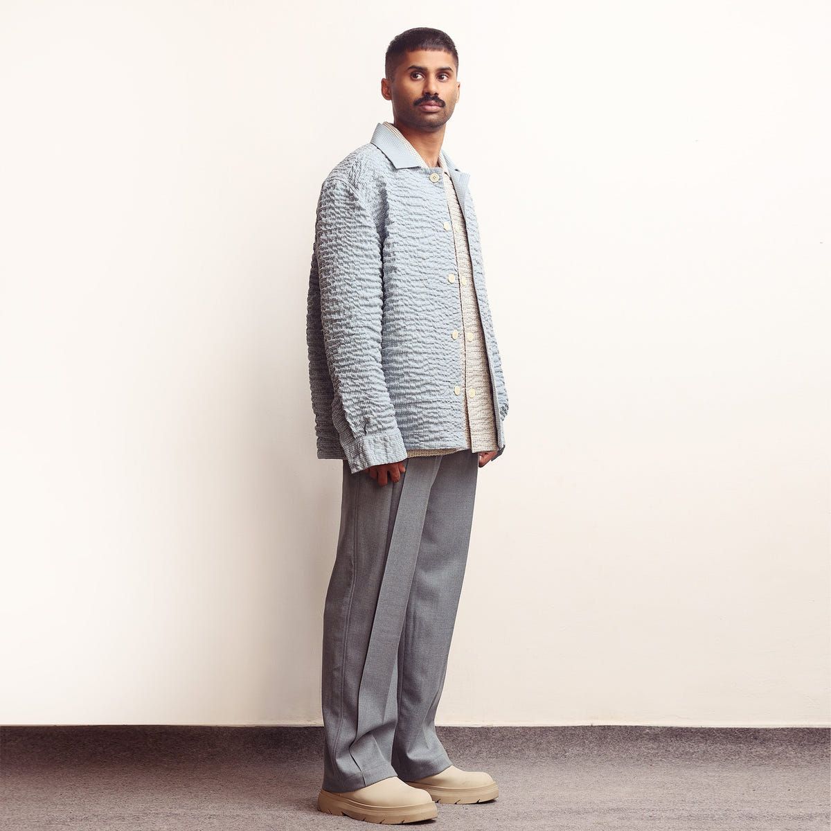 Actin Wrinkled Maheshwar Overshirt- Blue - image 5