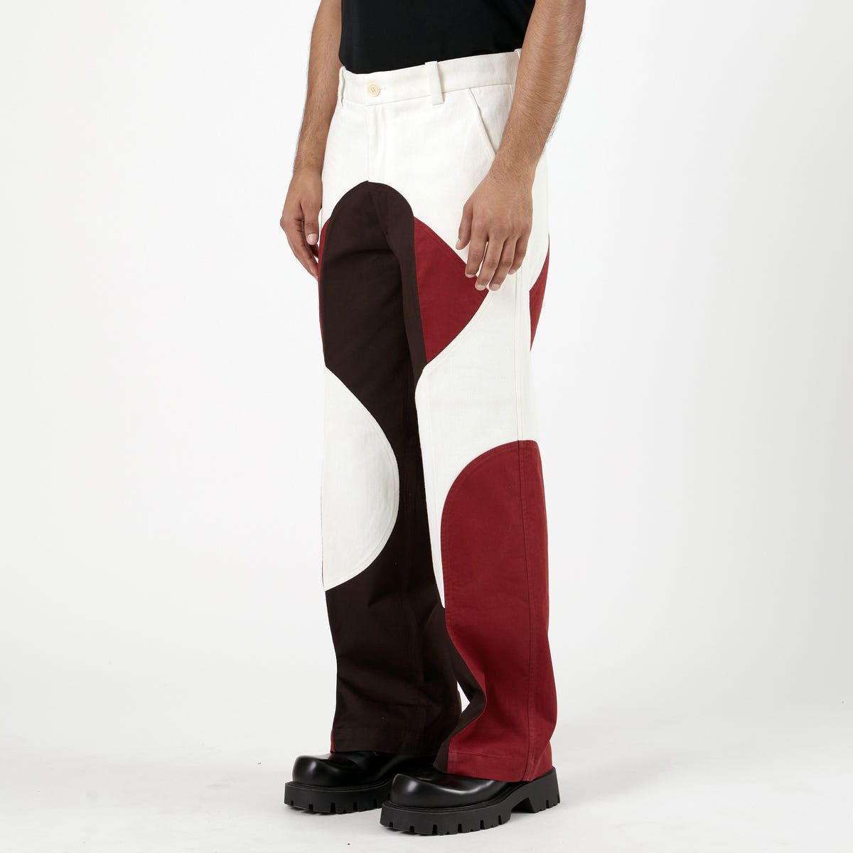 Border Panelled Trousers-Red - image 1