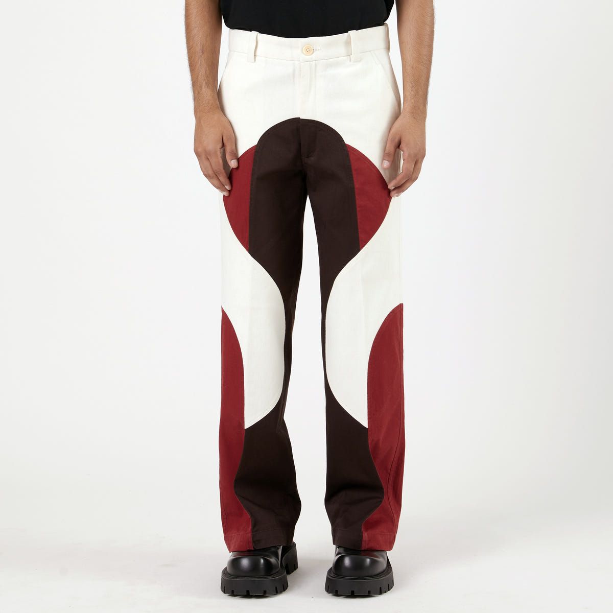 Border Panelled Trousers-Red - image 2
