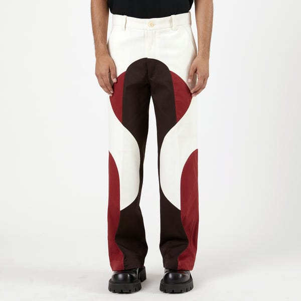 MARGN — Border Panelled Trousers-Red