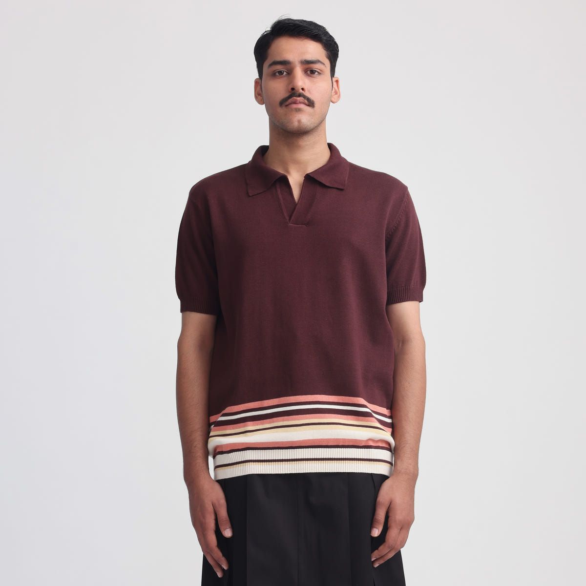 Canopy Striped Polo- Dark Magenta - image 1