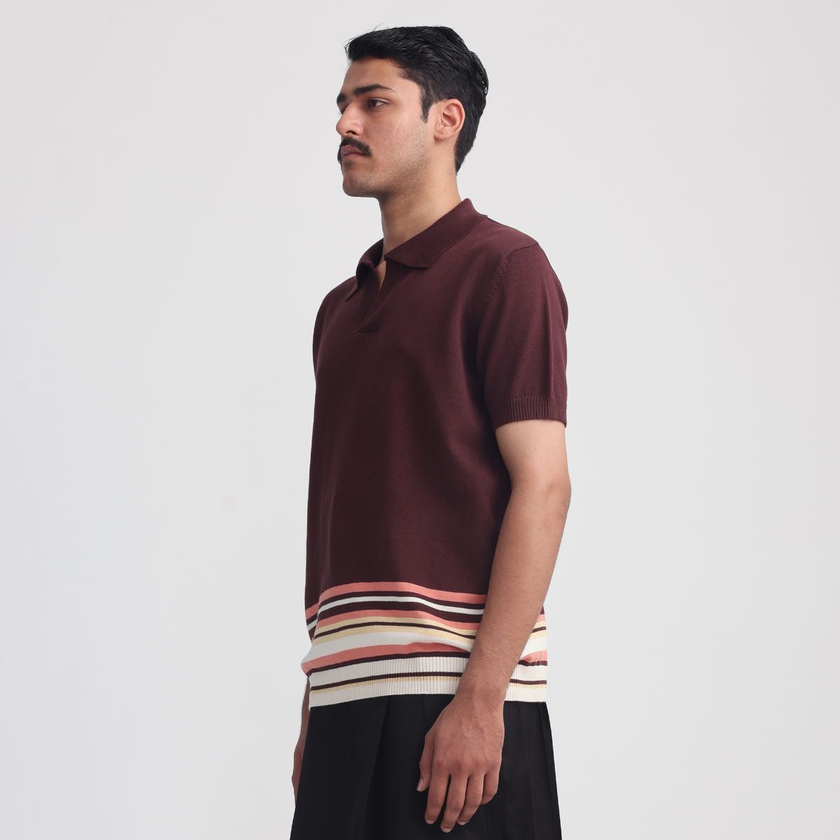 Canopy Striped Polo- Dark Magenta - image 2