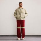 Fibula Striped Handknit Trousers-Maroon view 4