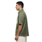 Canopy Denim Shirt Half Sleeves- Olive view 4