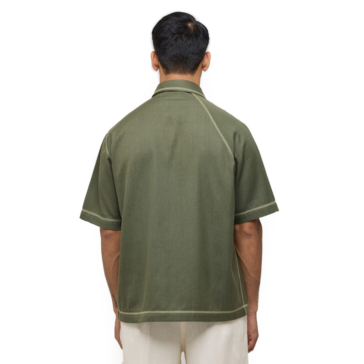 Canopy Denim Shirt Half Sleeves- Olive - image 5