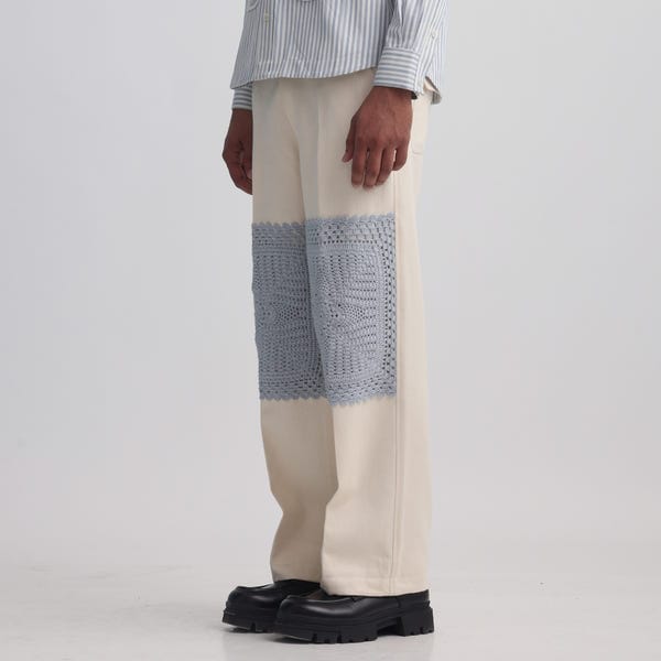 MARGN — Epidermis Crochet Applique Trouser - OW