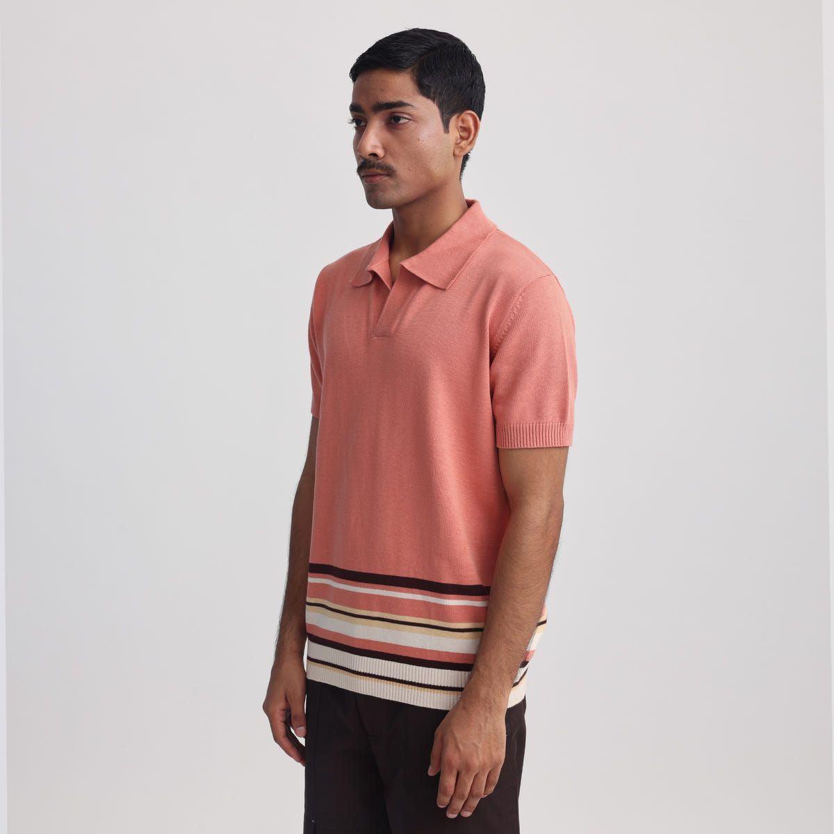 Canopy Striped Polo- Salmon - image 1