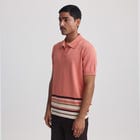 Canopy Striped Polo- Salmon view 1