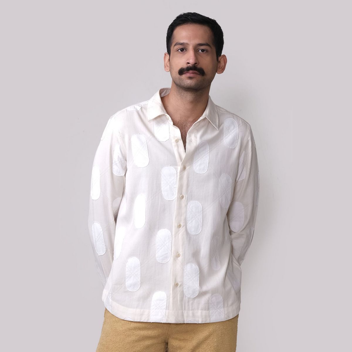 Nucleus Argyle Applique Shirt- Off White - image 1