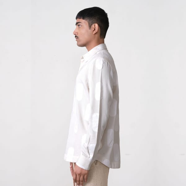 MARGN — Nucleus Argyle Applique Shirt- Off White