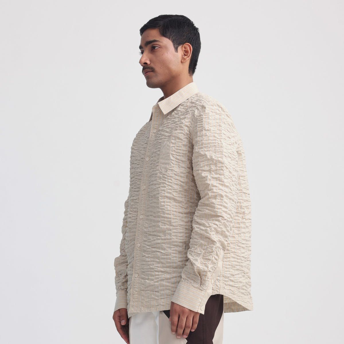 Actin Wrinkled Stripe Shirt- BE - image 2