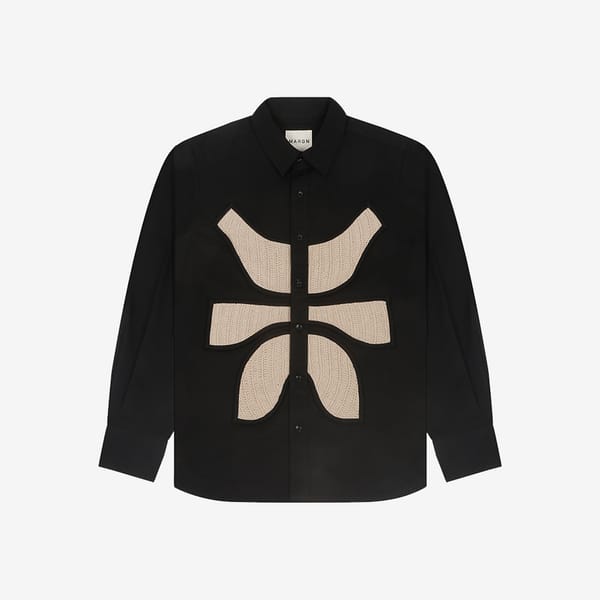 MARGN — Vertebrae Symbolic Shirt Full Sleeves- Black