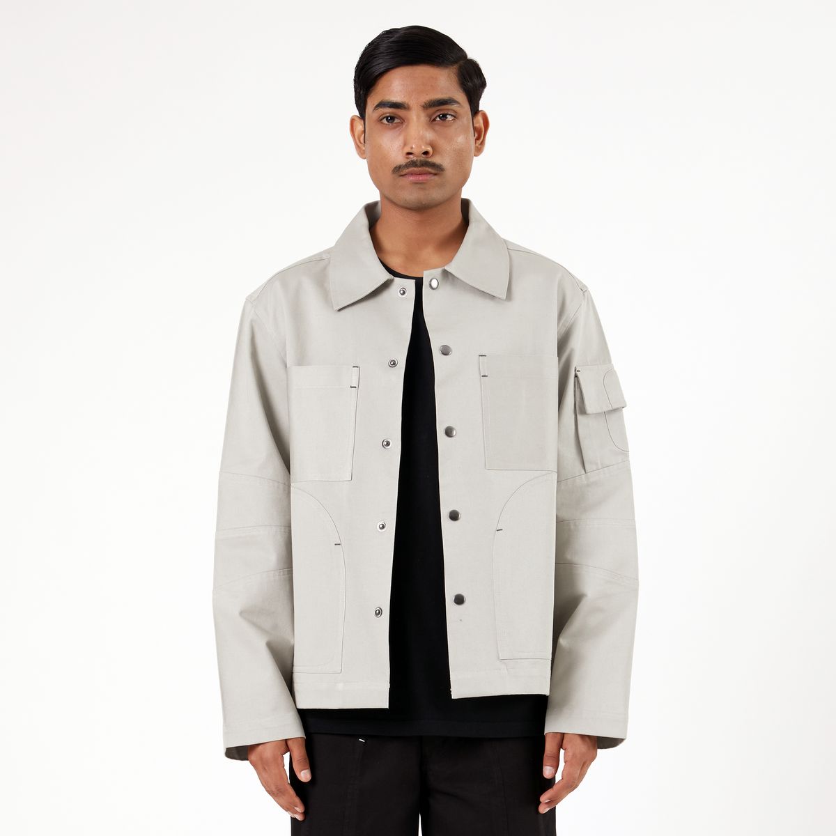 Elbow Overshirt- Gray - image 1