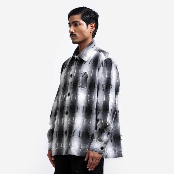MARGN — Medullary Ombre Checks Shirt- Black