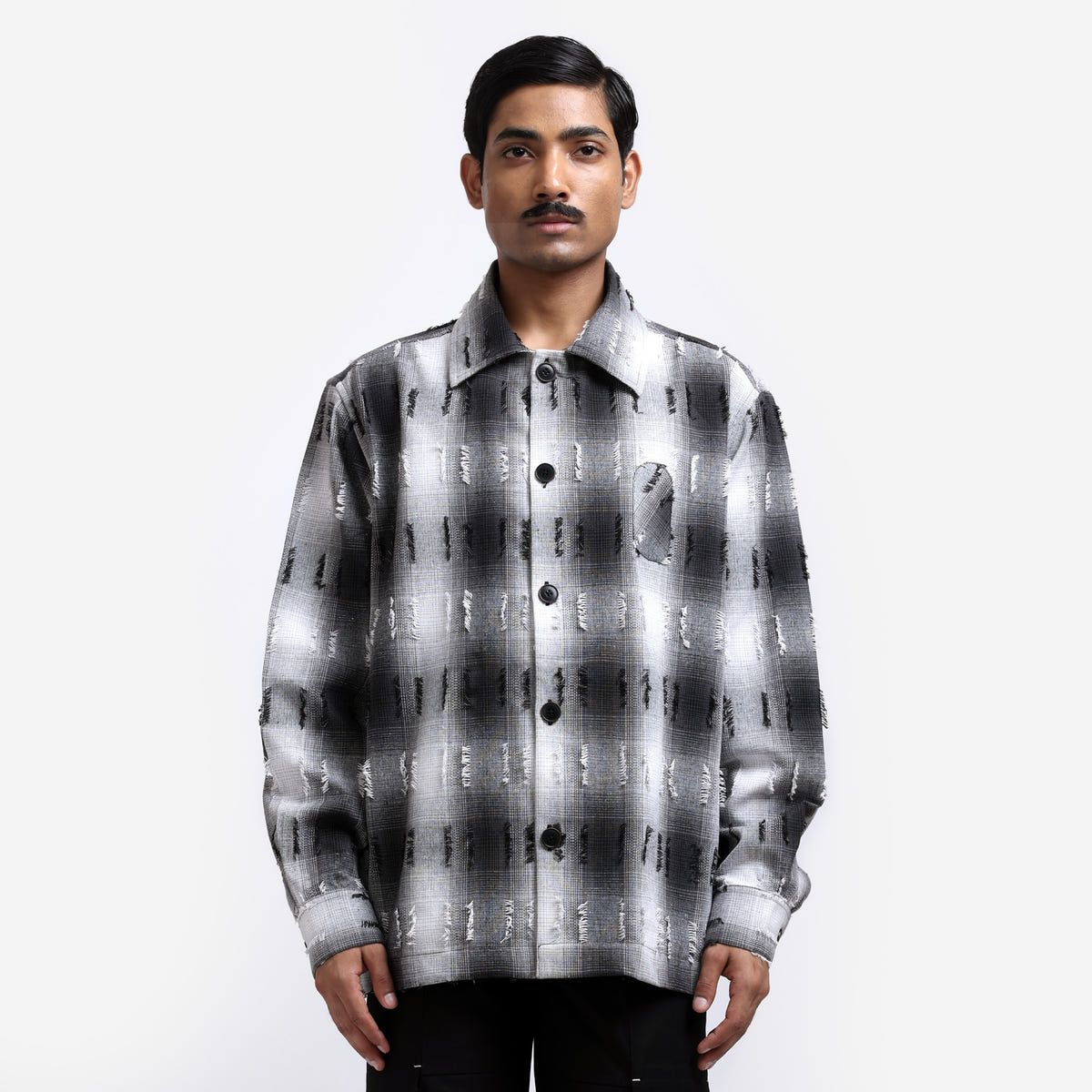 Medullary Ombre Checks Shirt- Black - image 2