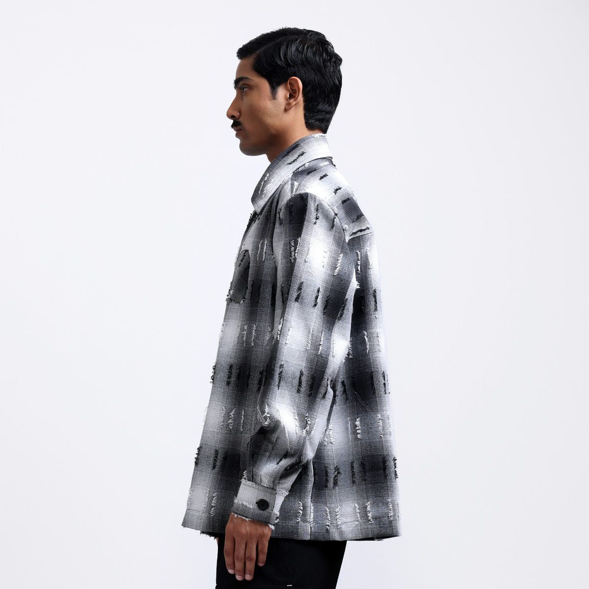 Medullary Ombre Checks Shirt- Black - image 3