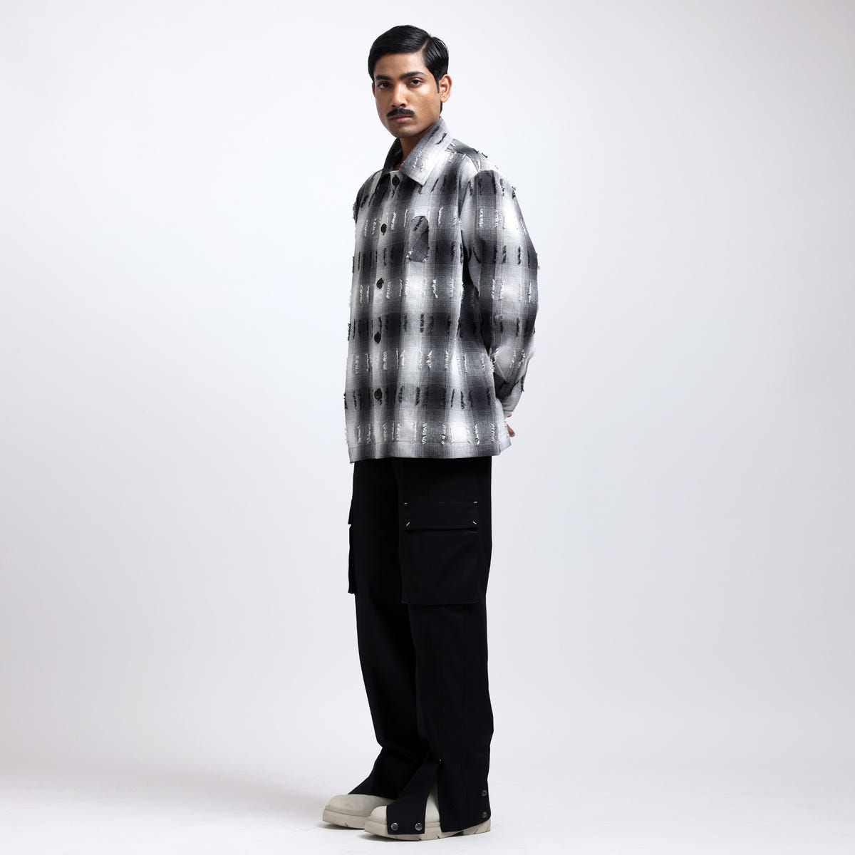 Medullary Ombre Checks Shirt- Black - image 8