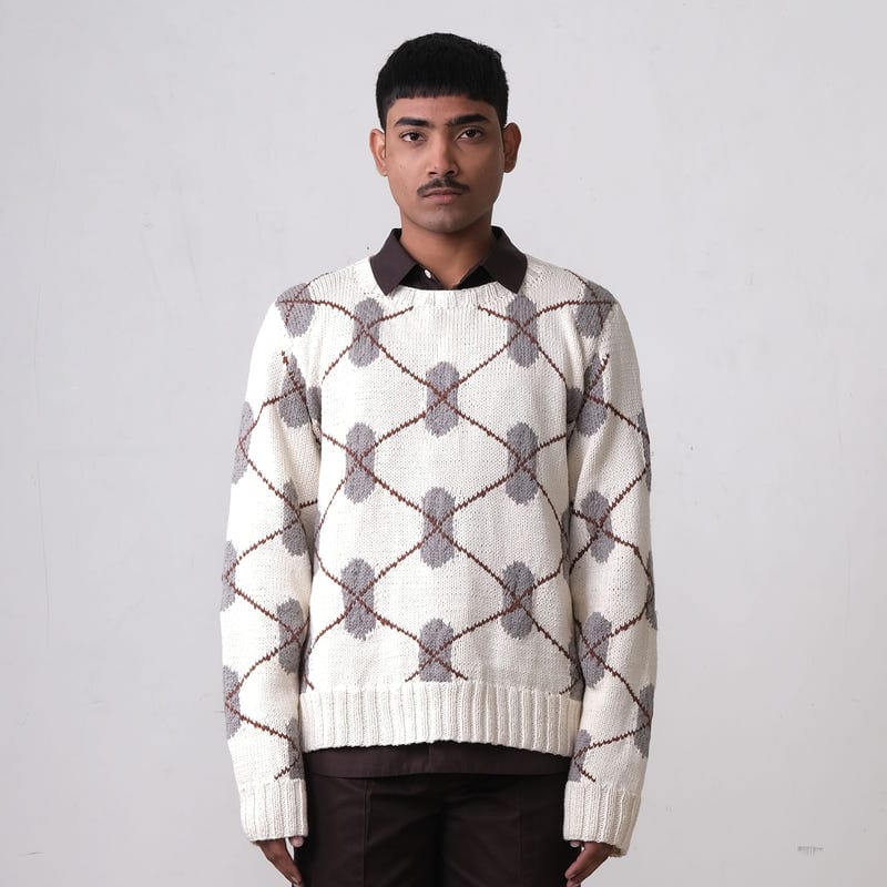 DNA Argyle Hand-Knitted Sweater -OW