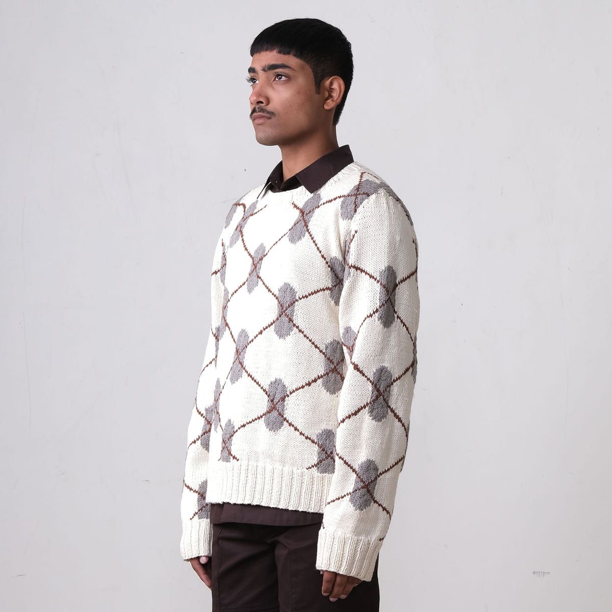 DNA Argyle Hand-Knitted Sweater -OW - image 2