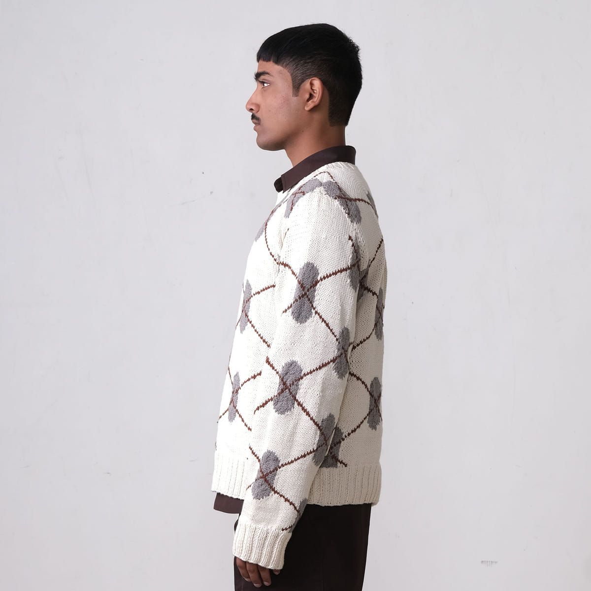 DNA Argyle Hand-Knitted Sweater -OW - image 3