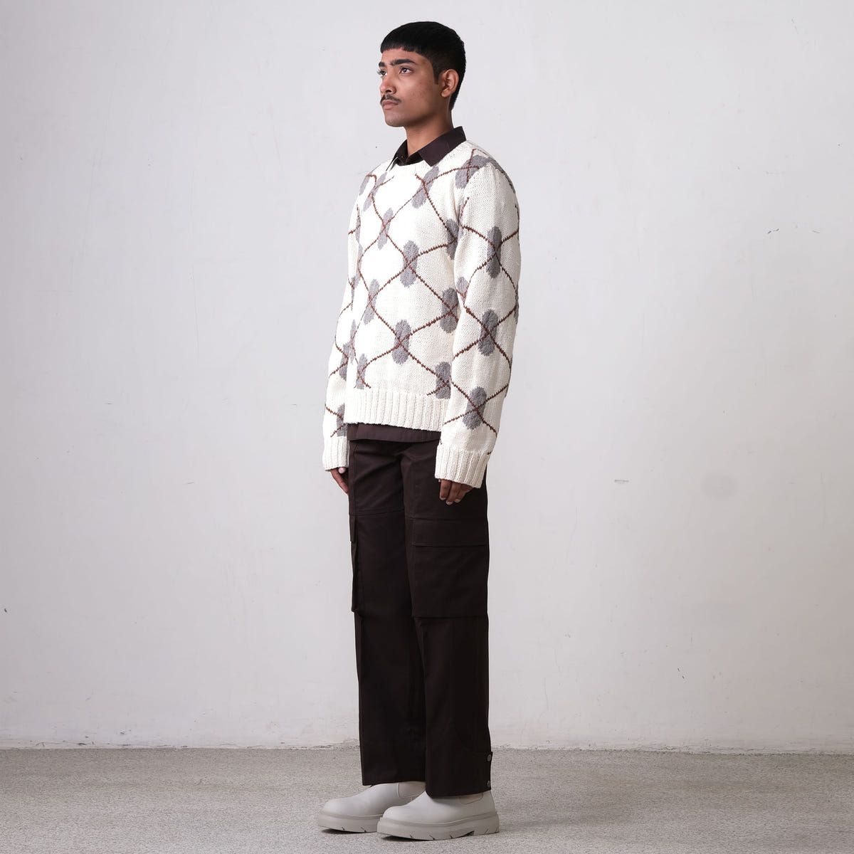 DNA Argyle Hand-Knitted Sweater -OW - image 5