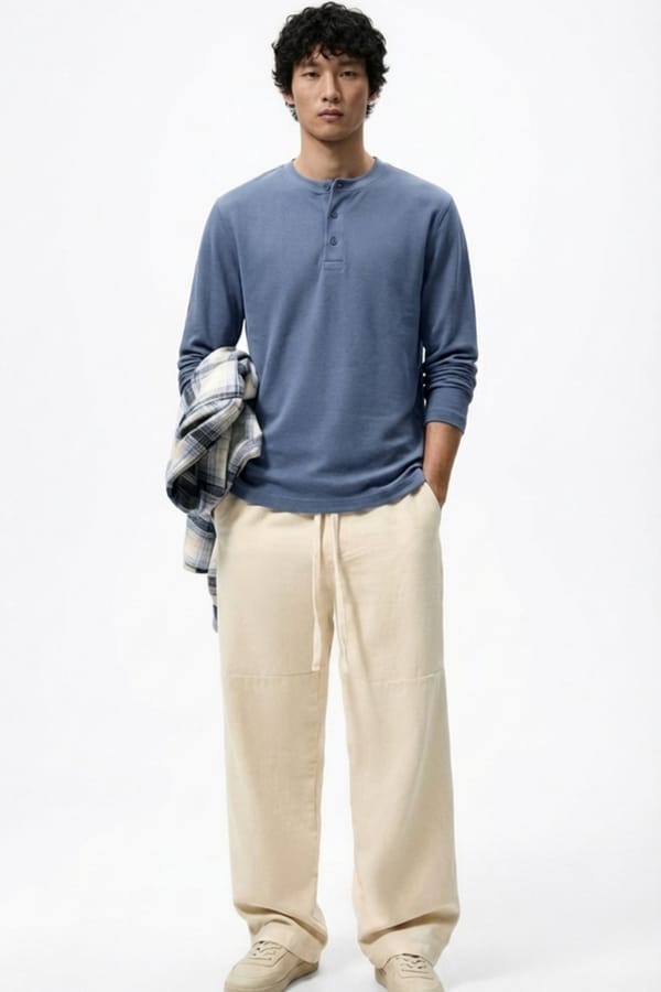 Milk Studios — Dock Side Henley - Steel Blue