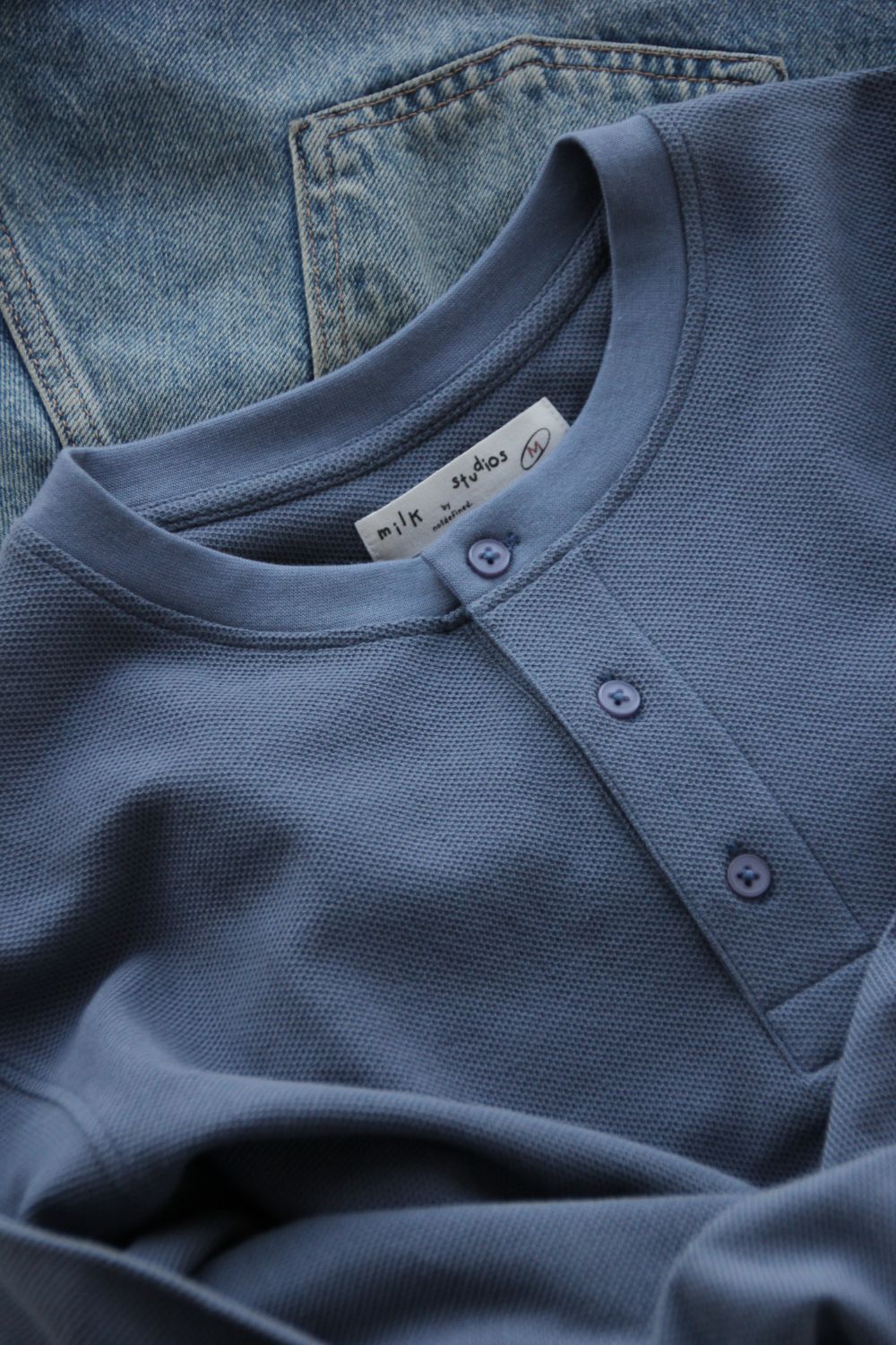 Dock Side Henley - Steel Blue - image 3