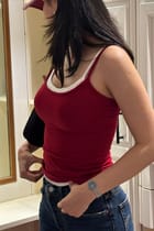 Double Scoop Tank - Maroon and White view 2